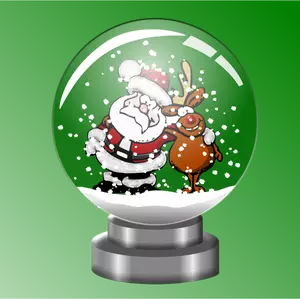 Santa en Rendier in sneeuwbol vector illustratie