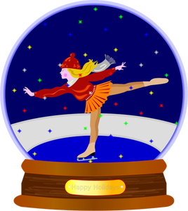 Vektor image av skøyte girlsnow verden ornament