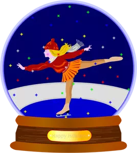 Vector afbeelding van ice skate girlsnow globe ornament