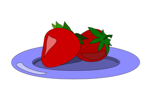 Strawberries on a plate vector drawing