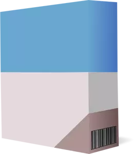 Vector illustraties van paars en blauw software doos met barcode