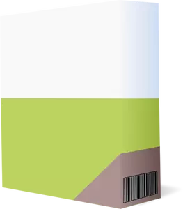 Ilustração em vetor de caixa do software roxo e verde com código de barras
