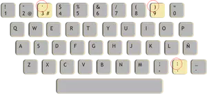 Illustrazione vettoriale di layout di tastiera spagnolo