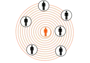 Human figures in concentric circles