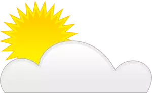 Pastelové barevné symbol pro částečně zamračená obloha vektorové ilustrace