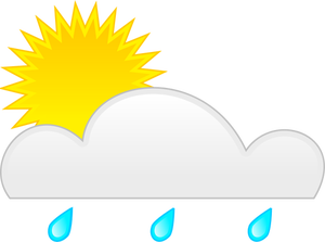 Pastello colorato simbolo della soleggiata con immagine vettoriale pioggia