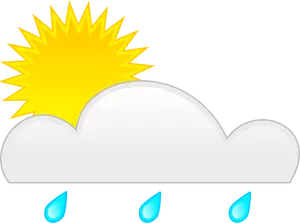 Pastel color símbolo de sol con lluvia vector de imagen