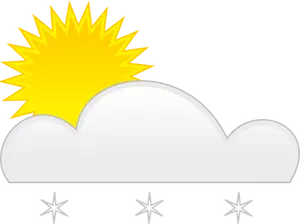 Pastel gekleurde symbool voor zonnige met sneeuw vectorillustratie