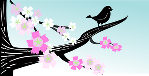 Uccellino su un'immagine di ramo fiore