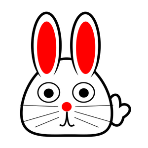 Lente bunny met rode oren vector tekening
