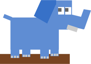 Vierkante cartoon olifant vector tekening