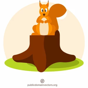 Esquilo em um toco de árvore