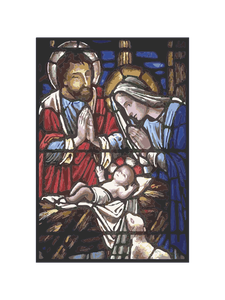 Holy family in stained glass vector illustration