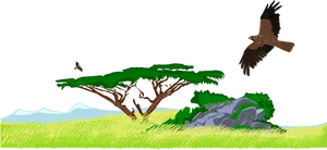 Immagine vettoriale di savana africana scena