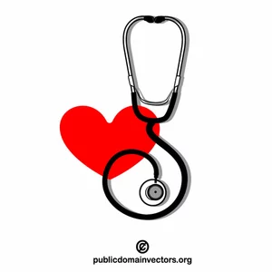 Stetoskop og rød hjertet