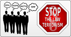 Stop ACTA, PIPA, SOPA en TPP symbolen vector afbeelding