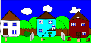 Vector illustraties van cartoon straat met huizen