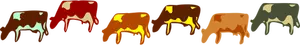Gekleurde koeien instellen vectorillustratie