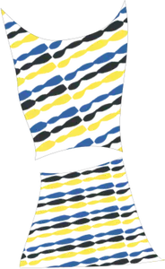 Clipart vetorial de senhoras vestido de verão com padrão azul e amarelo