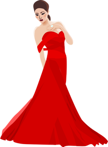 Chinese woman in red dress vector image