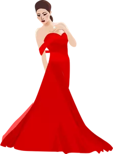 Kiinalainen nainen punaisessa mekossa vektorikuva