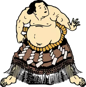 Kuva sumo-taistelijasta hameessa
