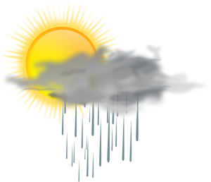 Vector Illustrasjon av værmeldingen farge symbolet for solfylte med regn