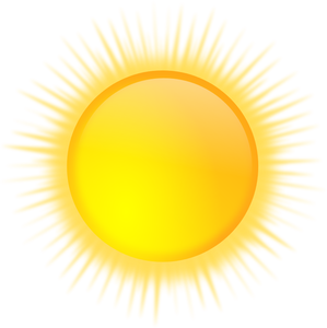 Vektorigrafiikka sääennusteen värisymboli kirkkaan aurinkoiselle taivaalle