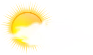 Vektortegning værmelding farge symbolet for solfylte til skyet himmel