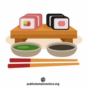 Sushi måltid med spisepinner