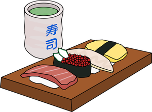Sushi dan teh hijau