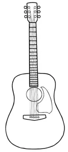 Simple line art vector image of acoustic guitar