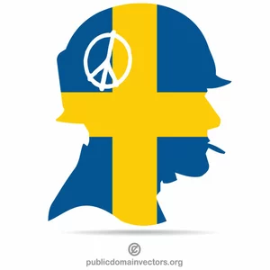 Soldato di pace con bandiera svedese