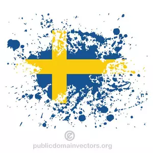 Bandera sueca con salpicaduras de tinta