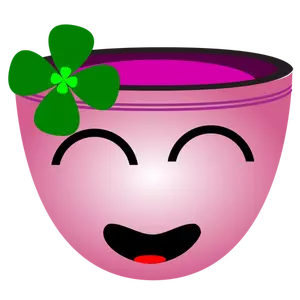 Vector clip art of laughing face pink cup