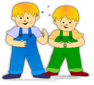 Vector clip art of twin brothers children