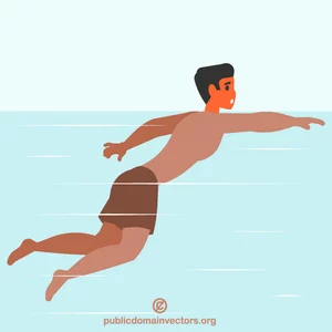 Omul înoată în apă