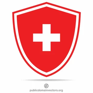Perisai dengan bendera Swiss