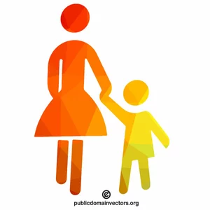 Moeder en kind vector-symbool