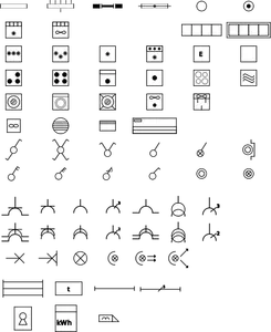Vector illustration of set of domestic electric symbols