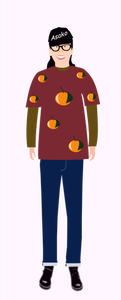Vektori clip art trendikäs kaveri t-paidassa oranssi kuvio