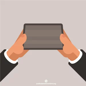Computer-Tablet in den Händen