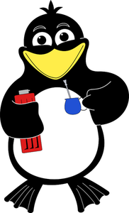 Vector clip art of penguin holding softdrink