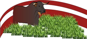 Gráficos vetoriais de touro pastando grama