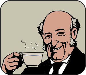 Łysy mężczyzna napoje Parzenie herbaty kolor grafika wektorowa