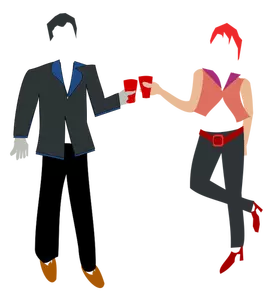 Vector image of couple having a drink toast