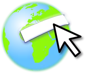 Logotipo de tierra con una imagen de vector de puntero del ratón