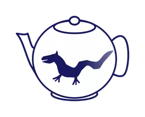 Vektorový obrázek modrý obrys čajové konvice
