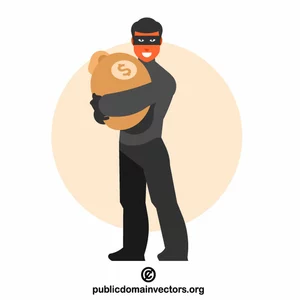 Thief with a bag of money