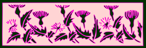 Thistle plants selection with neon light outline vector illustration